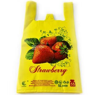 Comserv, 100 шт., Пакет-майка ЭКО Полуниця, 30х55 см, 30 мкм, желтый