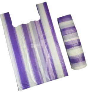 Comserv, 100 шт., Пакет-майка Смуга, 30х50см, 40 мкм, біло-фіолетова  