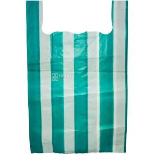 Comserv, 100 шт., Пакет-майка Полоска, 50х80 см, 45 мкм, бирюзово-белый
