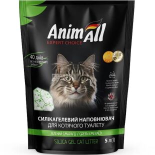 AnimAll, Зелений смарагд, 2,2 кг, Наповнювач для котячого туалету силікагелевий, поглинаючий, 5 л