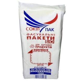 Comserv, 1000 шт., Фасувальні пакети Біо  Комсерв, 18х(2х4)х35 см, посиленні, 12мкм, білі