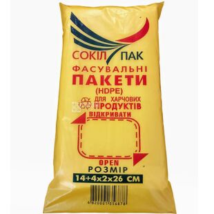 СокілПак, 1000 шт., Фасувальні пакети Комсерв, 14 (2х4) 26см, 15 мкм, прозорі