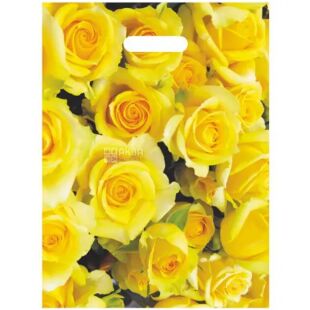 Comserv, Пакет-банан прочный Розы желтые , 30х40см, 45 мкм, 25 шт.