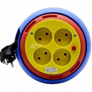 Lemanso LMK72023, Лемансо, Подовжувач на котушці 6A, без заземлення, 4 гнізда, 5м