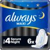 Always Maxi Night, 6 шт., Олвейс, Прокладки гігієнічні Нічні з крильцями, 7 крапель