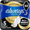 Always Ultra Secure Night Extra, 32 шт., Олвейс, Гігієнічні прокладки з крильцями Нічні екстра захист, 8 крапель