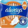 Always Ultra Normal, 56 шт., Олвейс, Гігієнічні прокладки з крильцями, 4 краплі