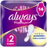 Always Platinum Super, 14 шт., Олвейс, Гігієнічні прокладки з крильцями, 4 краплі