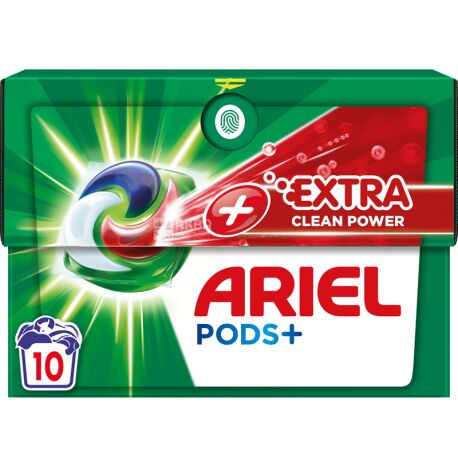 Ariel Pods+ Extra Clean Power, 10 шт., Ариэль, Капсулы для стирки Сила экстраочистки, универсальные