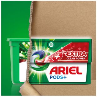 Ariel Pods+ Extra Clean Power, 10 шт., Аріель, Капсули для прання Сила екстраочищення, універсальні