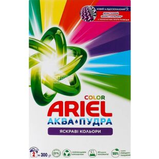 Ariel, 300 г, Стиральный порошок для цветной одежды Яркие цвета, Ариэль Аква-Пудра