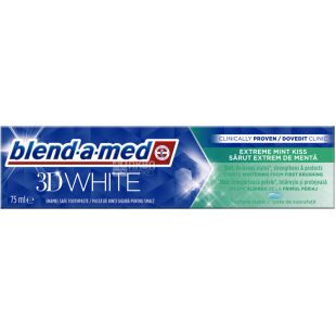 Blend-a-med 3D White, 75 мл, Бленд-а-Мед, Зубна паста відбілююча М'ятний поцілунок