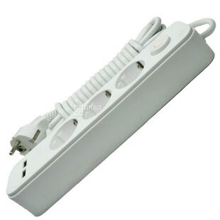 Lemanso LMK71007, Лемансо, Подовжувач із заземленням на 3 гнізда + 2 USB, 16А, 2500W, 5 м, білий