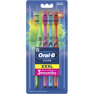 Oral-B Color Collection, 4 шт., Орал-Бі, Набір зубних щіток середньої жорсткості, в асортименті