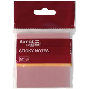 Axent, 100 аркушів, Акцент, Папір для нотаток, рожевий, проклеєний, 75 х75 