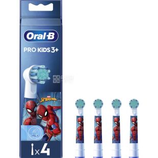 Oral-B Kids, 4 шт., Орал-Би, Насадки для электрической зубной щётки, Человек-паук