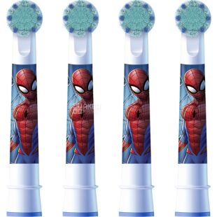Oral-B Kids, 4 шт., Орал-Бі, Насадки для електричної зубної щітки, Людина-павук