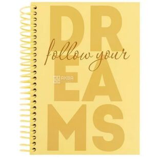 Axent Dreams, 120 аркушів, Акцент, Блокнот на спіралі в пластиковій обкладинці, А5, клітинка, жовтий