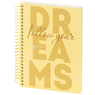 Axent Dreams, 120 аркушів, Акцент, Блокнот на спіралі в пластиковій обкладинці, А5, клітинка, жовтий