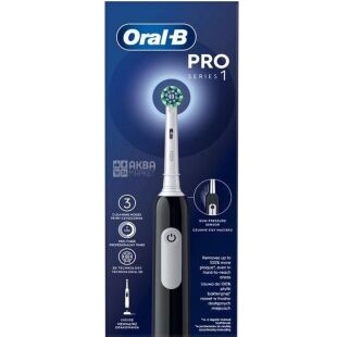 Oral-B Pro Series 1, Орал-Бі, Електрична зубна щітка з футляром, чорна