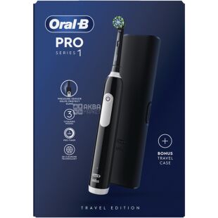 Oral-B Pro Series 1, Орал-Бі, Електрична зубна щітка з футляром, чорна
