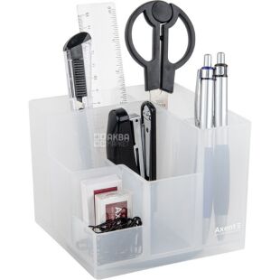 Axent Cube, Набор канцелярских принадлежностей с органайзером Акцент, 9 предметов, белый