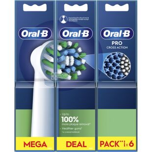 Oral-B Pro Cross Action, 6 шт., Орал-Би, Насадки для электрической зубной щётки, белые