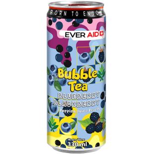 Ever Aid Bubble Tea, 0,33 л, Чайний слабогазований напій з кульками, що лопаються Чорниця-Ожина Бабл Ті