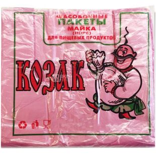 Comserv, 100 шт., Пакет-майка Козак, 22х(2х5)х36 см, 14 мкм, рожевий  