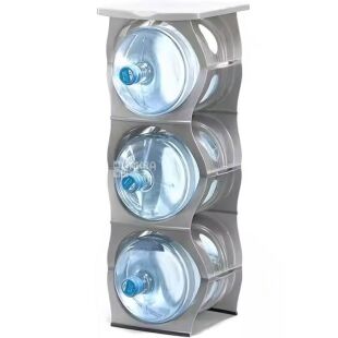 ViO PR-03, Пластиковая подставка под 3 бутыли воды со столешницей, разборная, серая