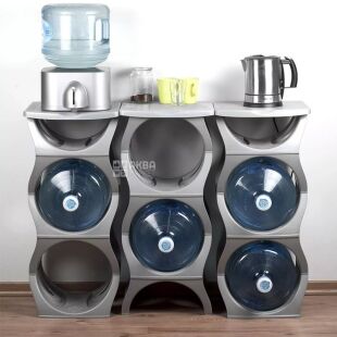 ViO PR-03, Пластикова підставка під 3 бутлі води зі стільницею, розбірна, сіра