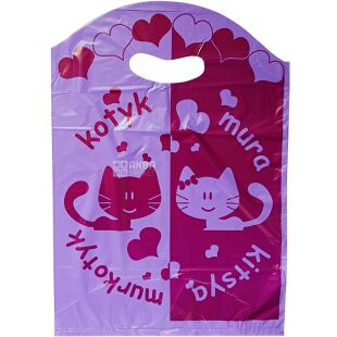 Comserv, 100 шт., Пакет-банан Мини-кот, 25х35 см, 30 мкм, розовый