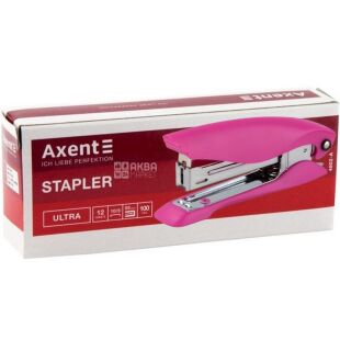 Axent Ultra, Степлер пластиковий Акцент на 12 аркушів, №10, рожевий