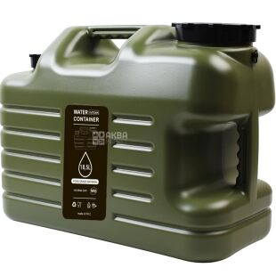 Бутель Каністра 18.5 л для води з краном та ручкою, зелений, ViO PET-TG 18.5L