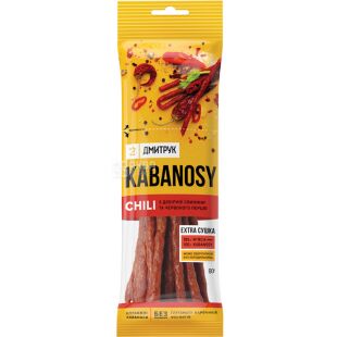 Дмитрук, 80г, Колбаски Кабаносы Chili, из отборной свинины и красного перца