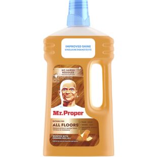 Mr. Proper Wood Floor, 1 л, Містер Пропер, Універсальний миючий засіб для підлоги та стін, з олією апельсинової цедри