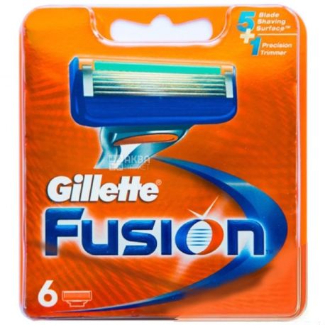 Gillette, 6 шт., картриджи, Fusion