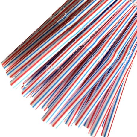 Промтус, Трубочки коктейльные с гофрой цветные, 200 шт., 210х4,5 мм, пластиковые
