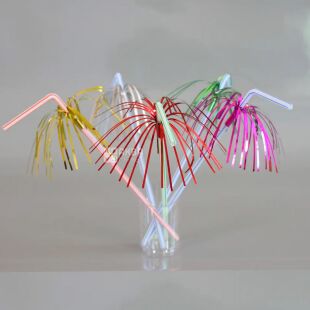 Помічниця Happy Party, Трубочки коктейльні з гофрою Пальма, 10 шт., 24 см, кольорова, пластикова