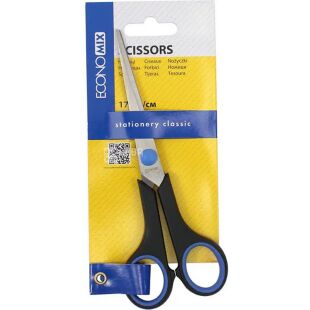 Economix, Ножницы офисные, 17 см, с резиновыми вставками, Экономикс