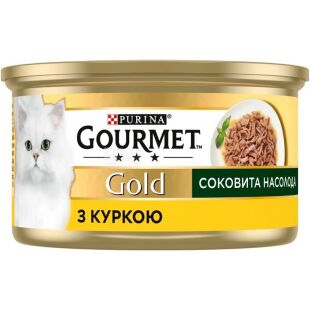 Gourmet Gold, 85 г, Корм ​​для котів, Соковита насолода з куркою, консерва, Гурме, ж/б
