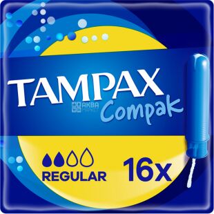 Tampax Compak, 16 шт., Тампоны Тампакс с аппликатором 