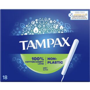 Tampax Super, 18 шт., Тампоны Тампакс Супер с аппликатором