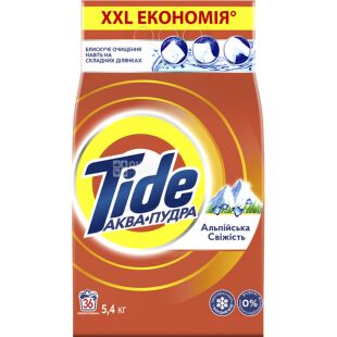 Tide, 5,4 кг, Порошок для прання білого та кольорового одягу Альпійська свіжість, Тайд  Аква-Пудра