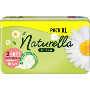 Naturella Ultra Normal Plus, 18 шт., Прокладки гігієнічні ароматизовані з крильцями, 5 крапель, Натурелла