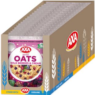 АХА Premium, 40 г, Каша овсяная мгновенного приготовления со сливками и лесными ягодами, Акса