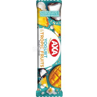 AXA Yogurt&Tropic, 25 г, Батончик зерновий Йогурт та тропічні фрукти, Акса