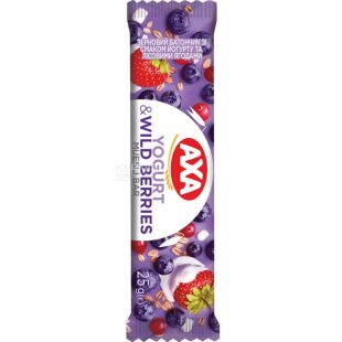 AXA Yogurt&Wild Berries, 25 г, Батончик зерновий Йогурт та лісові ягоди, Акса