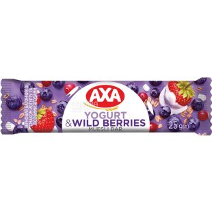 AXA Yogurt&Wild Berries, 25 г, Батончик зерновий Йогурт та лісові ягоди, Акса