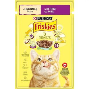 Friskies, 85 г, Корм для котів, Шматочки ягня у підливці, вологий, Фріскіс